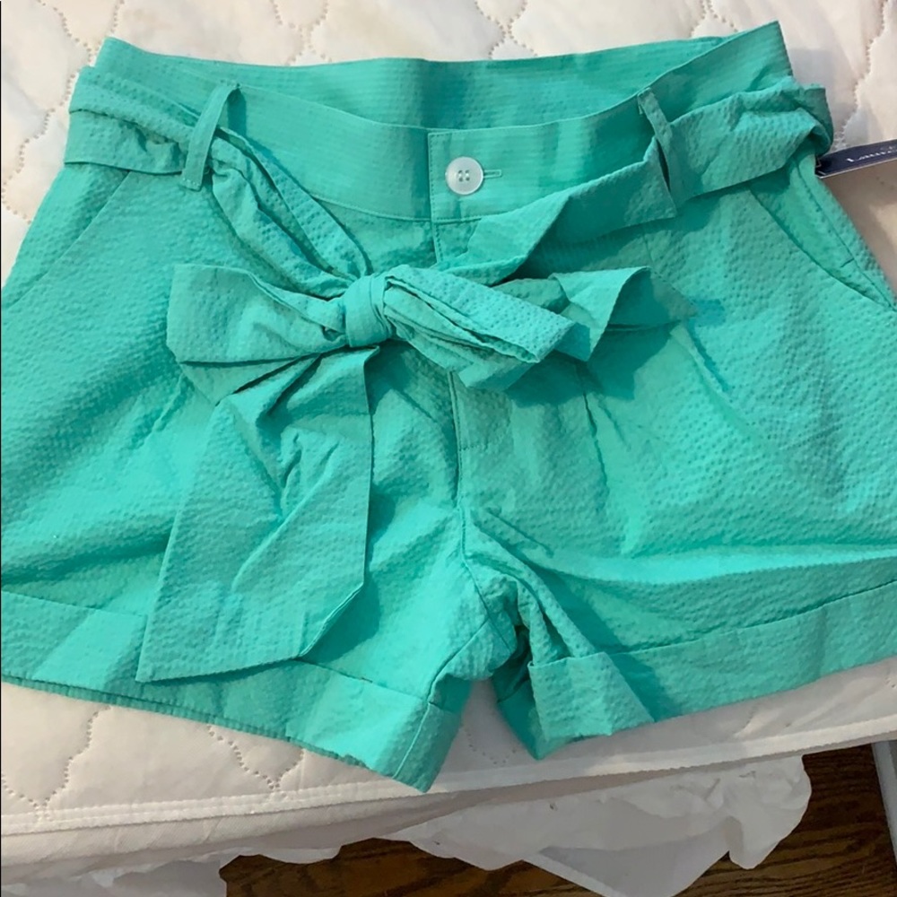 Lauren James seafoam bow shorts